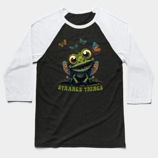 Strange Things -  cute frog playing with butterflies Baseball T-Shirt